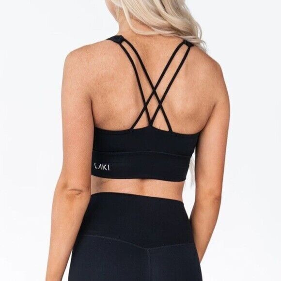 Laki Active Legacy Sports Bra S Black Compression Strappy Back small - Picture 1 of 5